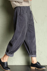 Gray High Waist Corduroy Pants C2955