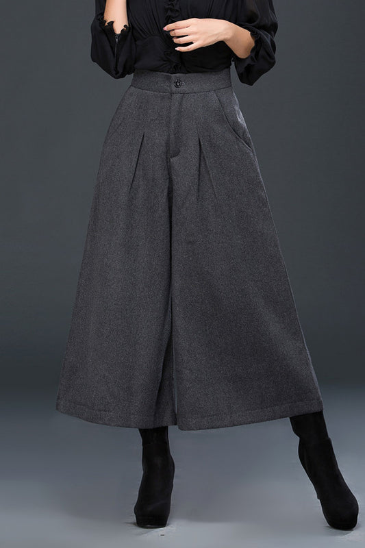 Autumn Winter Wide Leg Wool Pants C3049