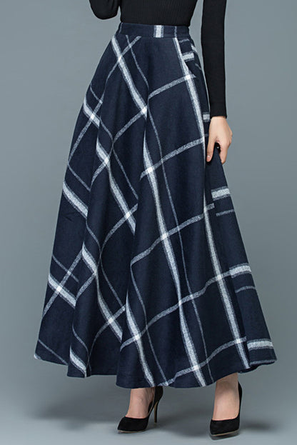 Autumn Winter Plaid Wool Skirt C3100