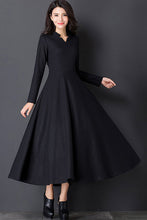 Load image into Gallery viewer, Vintage inspired Long maxi Swing wool dress C2537
