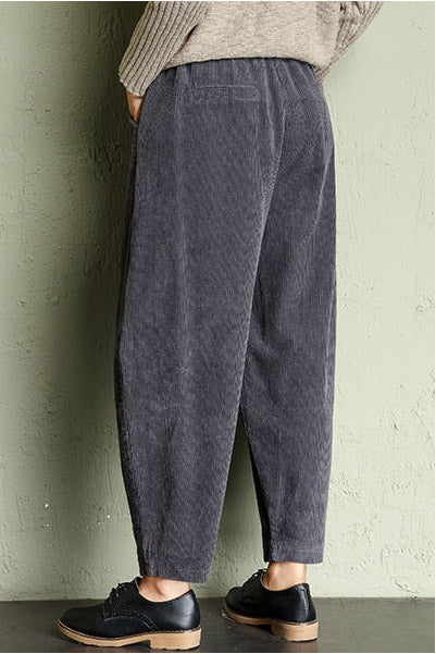 Gray High Waist Corduroy Pants C2955