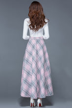 Load image into Gallery viewer, Women Pink Plaid Wool Skirt C3117
