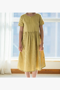 New Summer Women Linen Loose Dress C2898