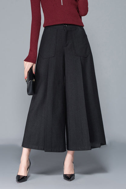 Women Wide Leg Wool Pants C3047