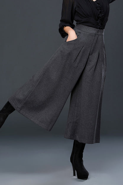 Autumn Winter Wide Leg Wool Pants C3049