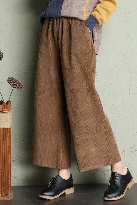 High Waist Wide Leg Corduroy Pants C2960