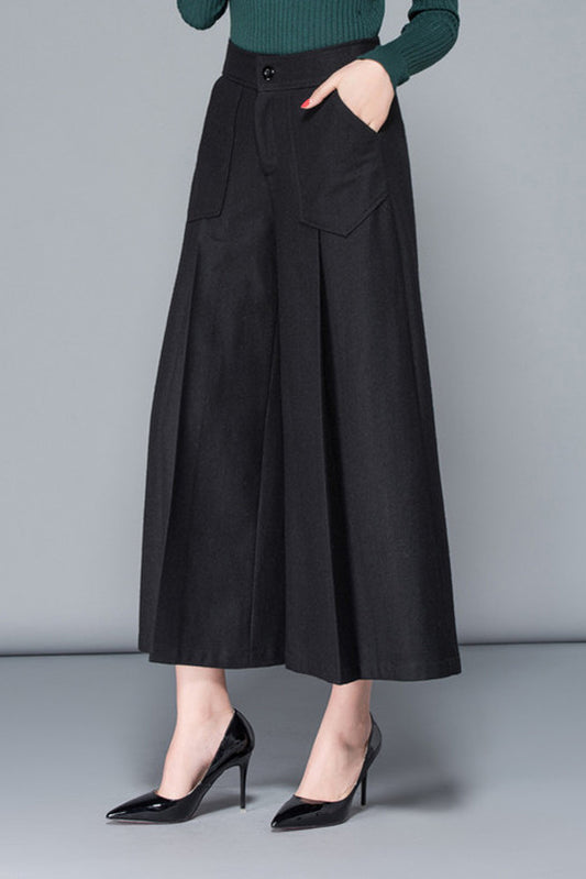 Women Wide Leg Wool Pants C3047