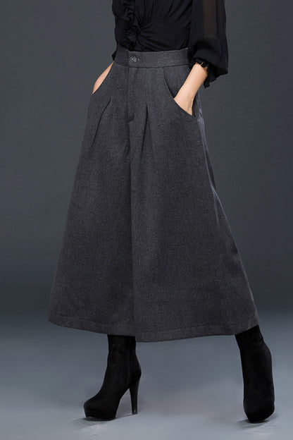 Autumn Winter Wide Leg Wool Pants C3049