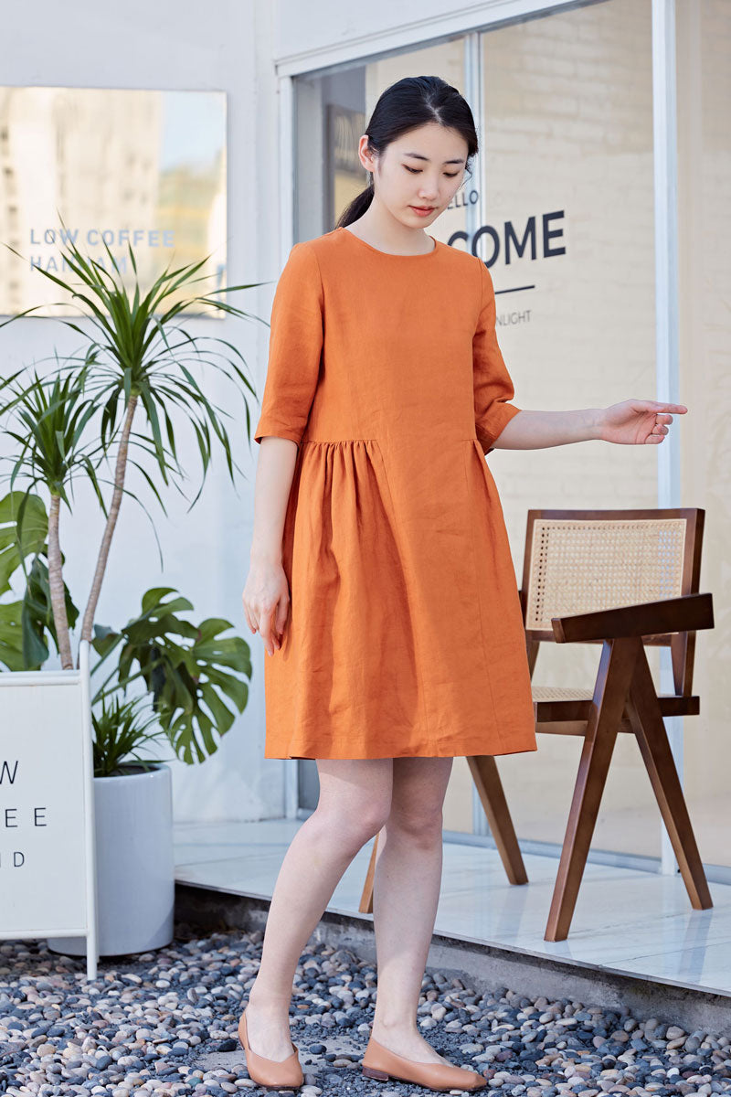 Summer Half Sleeve Plus Size Linen Dress C216901