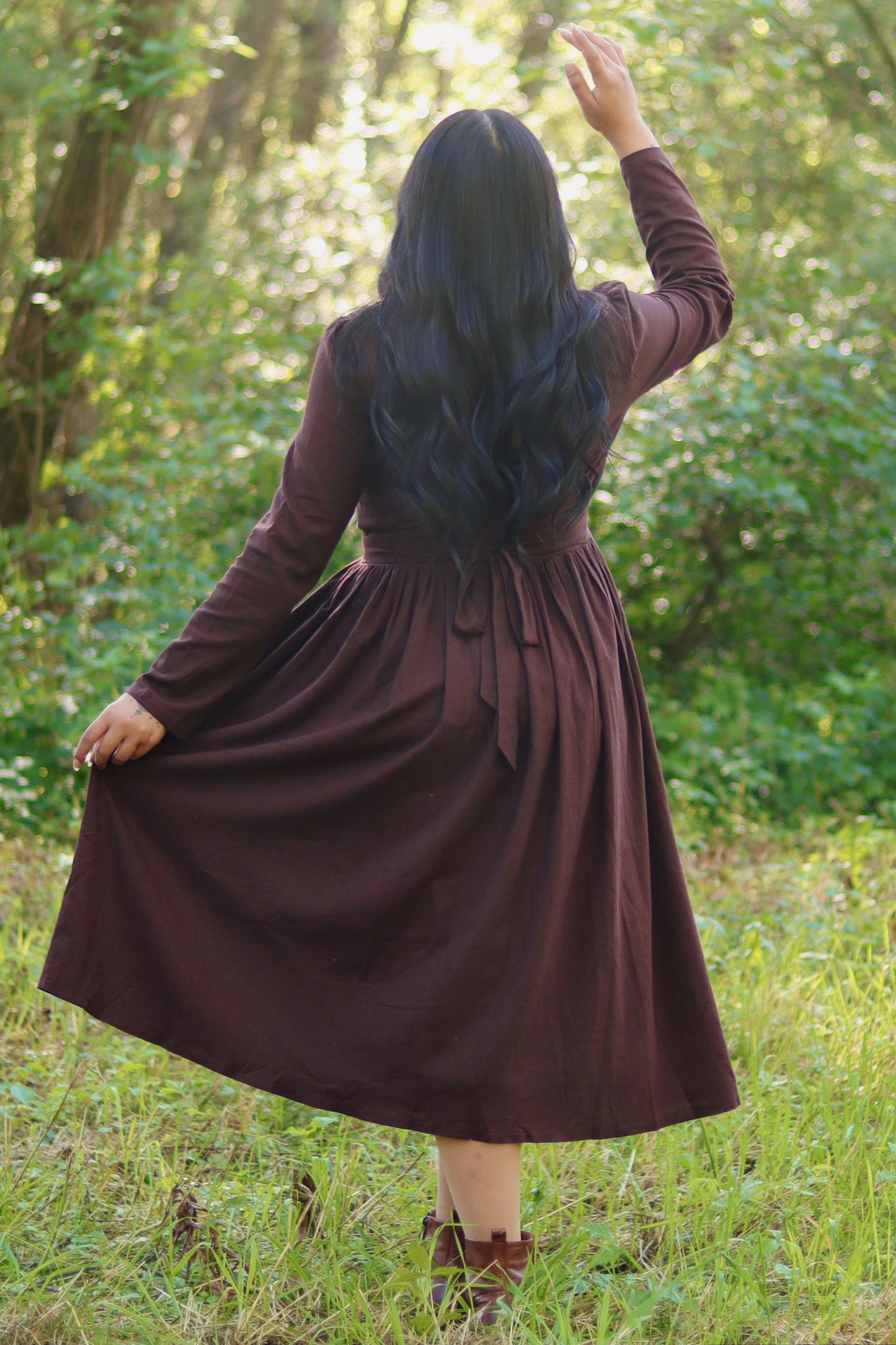 Long Sleeve Linen midi dress C2912