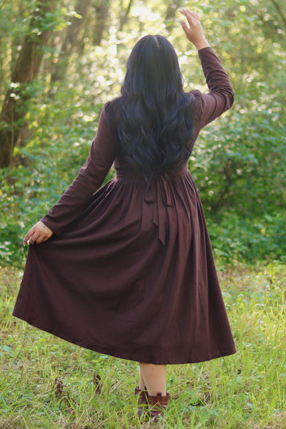 Long Sleeve Linen midi dress C2912