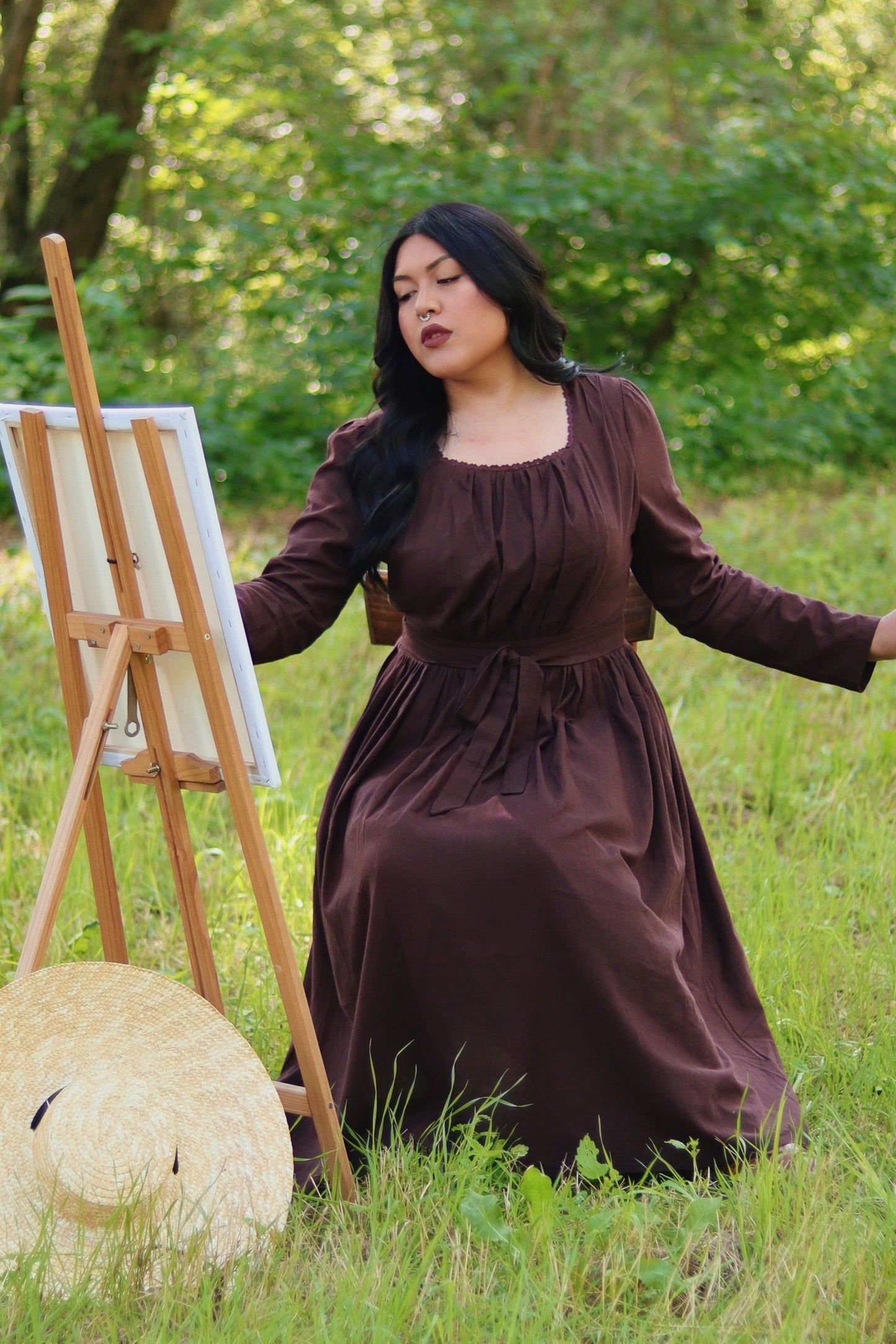 Long Sleeve Linen midi dress C2912