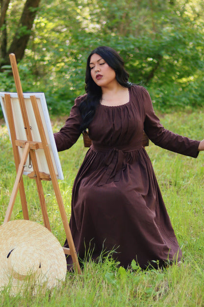 Long Sleeve Linen midi dress C2912