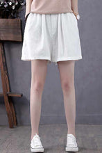 Load image into Gallery viewer, White Women Summer Linen Shorts C1393#CK2200485
