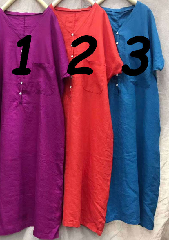 Simple Summer Linen Dress Women C224601