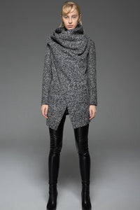 Asymmetrical Zip Wool Blend Coat C745