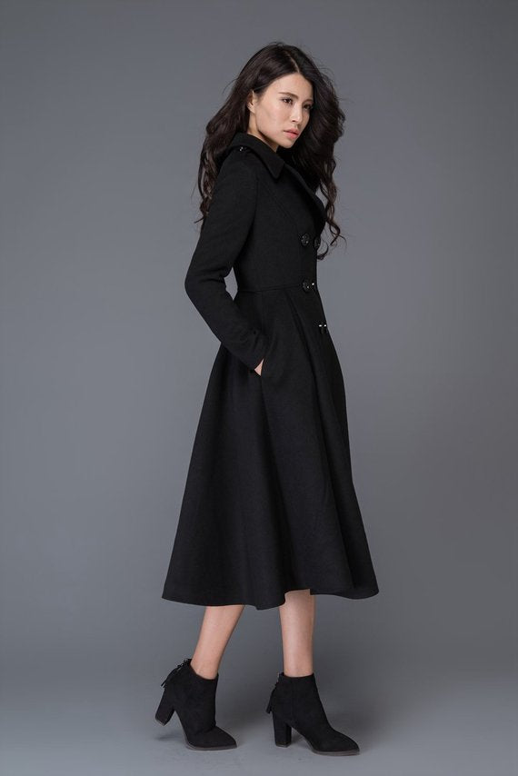 Double Breasted Maxi Wool Coat C1019