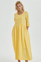 Load image into Gallery viewer, Yellow loose linen summer maxi dress C1271
