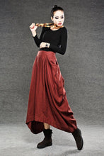 Load image into Gallery viewer, Red Linen Maxi Skirt C050
