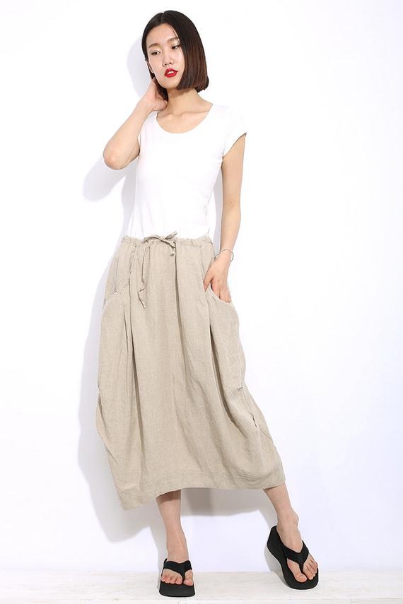  Beige linen skirt