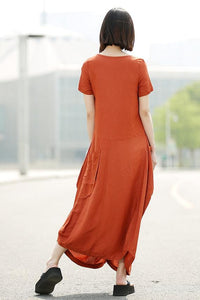short sleeves linen dress