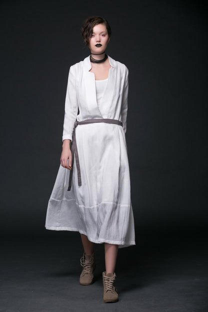 white linen dress