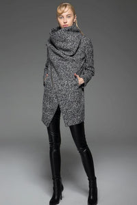 Asymmetrical Zip Wool Blend Coat C745