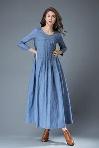 blue linen dress