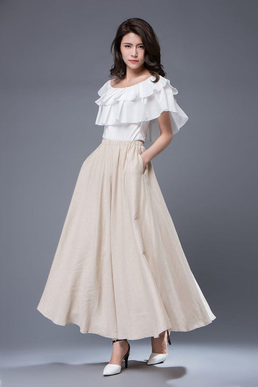 maxi linen skirt