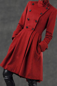 Winter Asymmetrical Military Wool Coat C2592