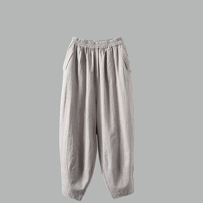 White Casual Leisure Linen Pants C1806