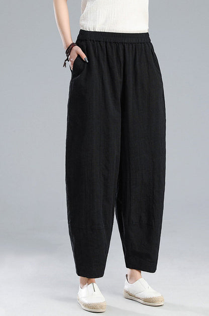 White Casual Leisure Linen Pants C1806