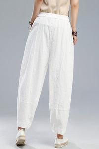 White Casual Leisure Linen Pants C1806