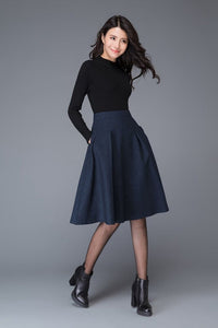 Vintage Women Grey Wool Skirt C1003