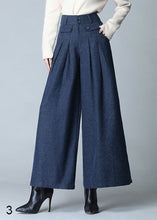 Load image into Gallery viewer, Gray wool wide leg pants C1001
