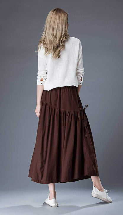 Midi summer casual Linen skirt   C856