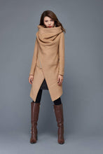 Load image into Gallery viewer, Brown Asymmetrical Winter Wool Coat C959#
