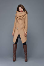 Load image into Gallery viewer, Brown Asymmetrical Winter Wool Coat C959
