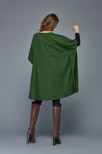 Blanket Cape Dress - Emerald Green Loose Warm Poncho Dress Warm Winter Accessory for Women C983