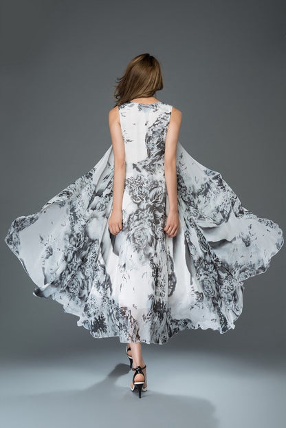 Swing printed summer chiffon dress C903