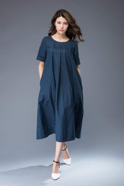 Linen Dress, linen tunic, tunic dress, linen dress midi, plus size linen tunic, linen womens clothing, loose linen tunic, casual dress C940
