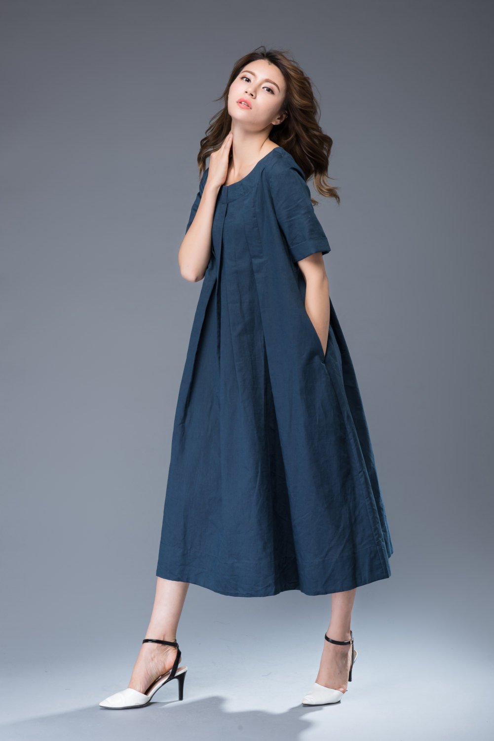 Linen Dress, linen tunic, tunic dress, linen dress midi, plus size linen tunic, linen womens clothing, loose linen tunic, casual dress C940