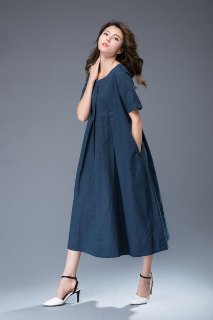 Linen Dress, linen tunic, tunic dress, linen dress midi, plus size linen tunic, linen womens clothing, loose linen tunic, casual dress C940