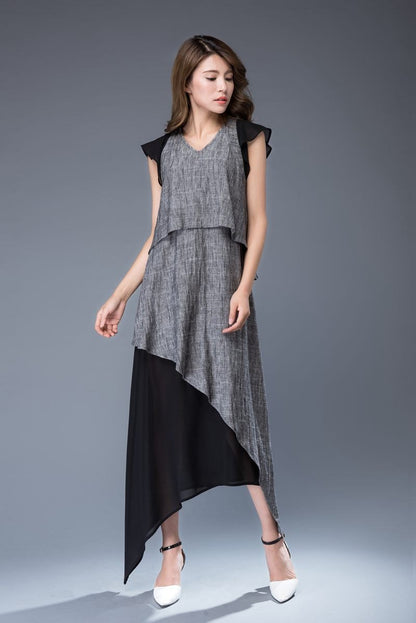 Gray linen dress, linen dress, long linen dress, Womens dress, maxi dress woman, summer dress, linen dress long, womens linen dress C932