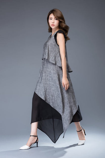 Gray linen dress, linen dress, long linen dress, Womens dress, maxi dress woman, summer dress, linen dress long, womens linen dress C932