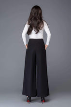 Load image into Gallery viewer, Long black winter wool pants with pockets C1014
