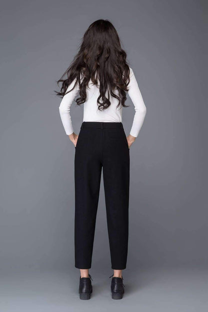 Black pants, warm pants, womens pants, wool pants, formal pants, work pants, office pants, long pants, winter pants, custom pants C1017