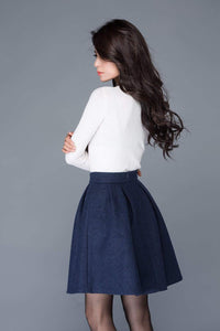 Pleated wool mini skirt  C1036
