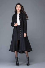 Load image into Gallery viewer, Maxi coat, wool coat, long black coat, dress coat, winter warm coats, womens coats, asymmetrical coat, women jacket, girls coat C1029
