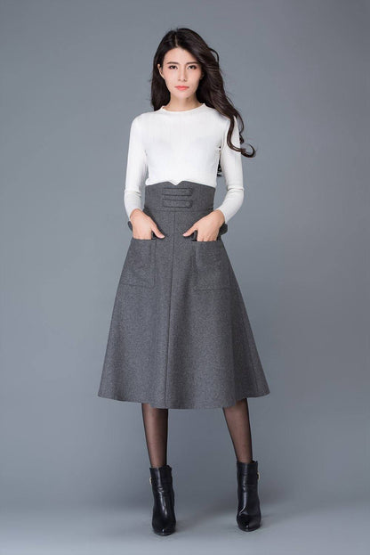 High wasit wool maxi skirt C1035